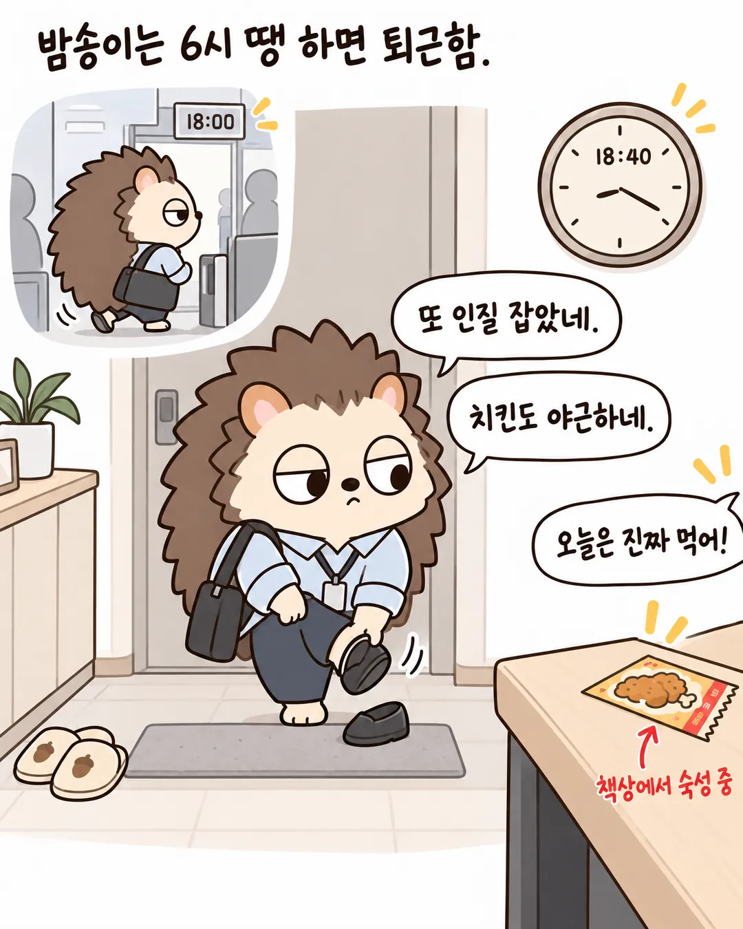 퇴근은 고양이 결재부터 4번 카드